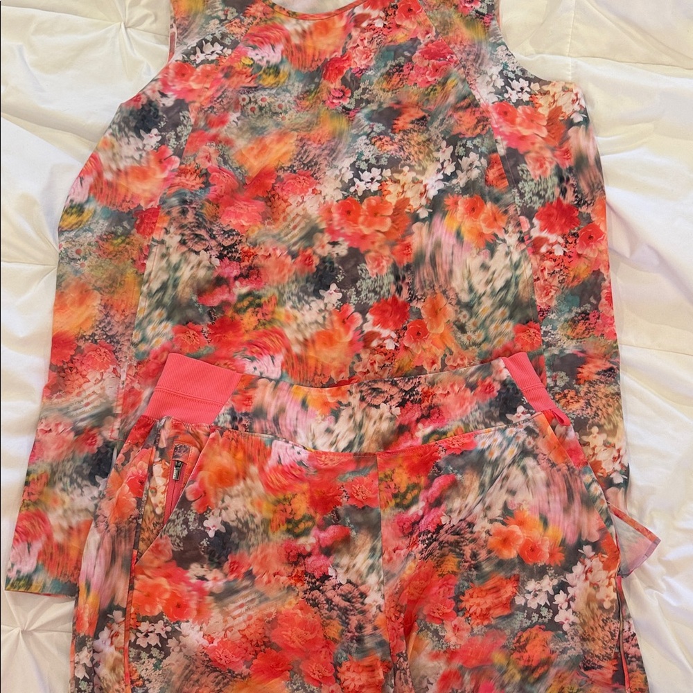 Athleta Floral Tank and Short Set (top M, shorts 8)